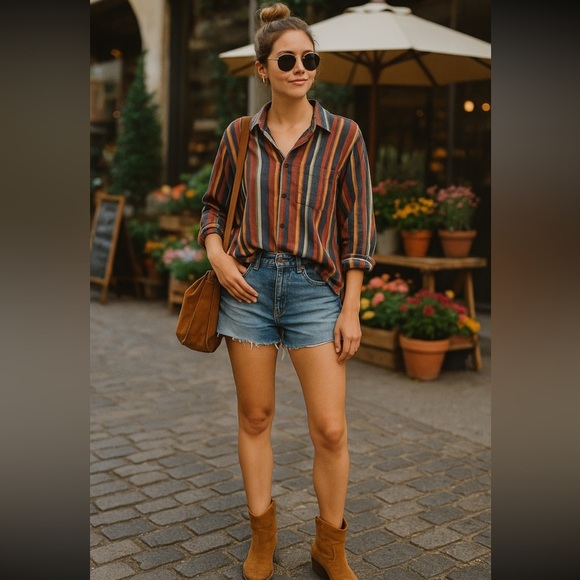 Urban Outfitters stripe Button down shirt size small - Picture 1 of 4
